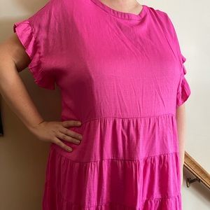Bright pink tiered dress